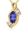 1.27CT DIAMOND & AAA TANZANITE 18KT YELLOW GOLD MARQUISE & BAGUETTE LOVE PENDANT