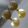 LARGE 2.21CT MOCHA DIAMOND & AAA GOLDEN SOUTH SEA PEARL 18KT ROSE GOLD EARRINGS