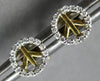 ESTATE .14CT DIAMOND 14KT WHITE & YELLOW GOLD CIRCULAR PEACE SIGN STUD EARRINGS