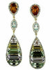 13.02CT DIAMOND & AAA MULTI GEM 14KT YELLOW GOLD 3D TEAR DROP HANGING EARRINGS