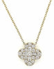 ESTATE 1.01CT DIAMOND 18KT YELLOW GOLD 3D ROUND & BAGUETTE FLOWER LOVE NECKLACE