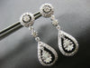 ESTATE 1.46CT DIAMOND 14KT WHITE GOLD ROUND & PEAR SHAPE HANGING EARRINGS #26799