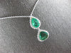LARGE 2.4CT DIAMOND & AAA EMERALD 18K 2 TONE GOLD DOUBLE TEAR DROP LOVE NECKLACE