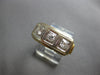 ANTIQUE LARGE .60CT OLD MINE DIAMOND 14KT 2 TONE GOLD 3 STONE UNISEX RING #28055