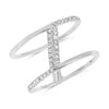 ESTATE .22CT DIAMOND 14K WHITE GOLD 3D CLASSIC DOUBLE BAR DIAGONAL FUN LOVE RING