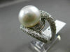 ESTATE EXTRA LARGE 3CT DIAMOND & AAA SOUTH SEA PEARL 18K WHITE GOLD RING 20571