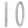 LARGE 6.19CT DIAMOND 18KT WHITE GOLD 3D 3 ROW INSIDE OUT HOOP HANGING EARRINGS