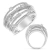 ESTATE LARGE .89CT DIAMOND 14KT WHITE GOLD 3D MULTI ROW CRISS CROSS FUN RING