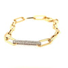 ESTATE .41CT DIAMOND 18KT YELLOW GOLD 3D ROUND 2 ROW OVAL LINK FUN LOVE BRACELET