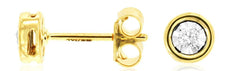 ESTATE .10CT DIAMOND 14KT YELLOW GOLD 3D SOLITAIRE ROUND STUD EARRINGS