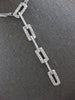 LARGE .95CT DIAMOND 14KT WHITE GOLD MULTI LINK RECTANGULAR LARIAT LOVE NECKLACE