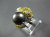 2.07CT DIAMOND & YELLOW SAPPHIRE & TAHITIAN PEARL 14KT WHITE GOLD DOLPHIN RING
