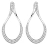 ESTATE .54CT DIAMOND 14KT WHITE GOLD 3D TEAR DROP SIDEWAY HOOP HANGING EARRINGS