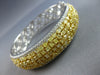 LARGE 13.44CT WHITE & FANCY YELLOW DIAMOND 18KT 2 TONE GOLD CUFF BANGLE BRACELET