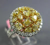 GIA LARGE 2.87CT WHITE & FANCY YELLOW DIAMOND 18KT TWO TONE GOLD 3D CLUSTER RING