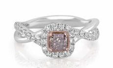 .63CT WHITE & PINK DIAMOND 18KT WHITE & ROSE GOLD 3D CRISS CROSS ENGAGEMENT RING