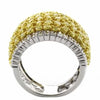 EXTRA LARGE 3.3CT WHITE & FANCY YELLOW DIAMOND 18K 2 TONE GOLD 3D MULTI ROW RING