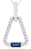 .73CT DIAMOND & AAA SAPPHIRE 14K WHITE GOLD EMERALD CUT & ROUND FLOATING PENDANT
