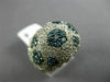 ESTATE LARGE 2.46CT WHITE & BLUE DIAMOND 14K WHITE GOLD 3D MULTI FLOWER FUN RING