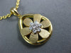 ESTATE .19CT DIAMOND 18KT YELLOW GOLD 3D FLOWER OPEN TEAR DROP PENDANT