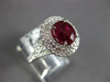WIDE 3.01CT DIAMOND & AAA RUBY 18KT WHITE GOLD OVAL DOUBLE HALO ENGAGEMENT RING