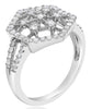 .55CT DIAMOND 14KT WHITE GOLD 3D OPEN FILIGREE FLOWER SNOWFLAKE OCTAGON FUN RING