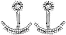 ESTATE .58CT DIAMOND 14KT WHITE GOLD 3D CLUSTER ANCHOR FLOWER HANGING EARRINGS