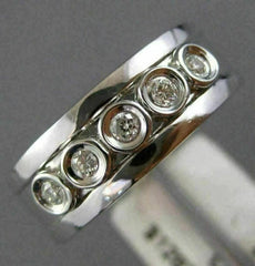 WIDE .23CT DIAMOND 14KT WHITE GOLD 3D ETOILE BEZEL MENS WEDDING ANNIVERSARY RING