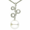 ESTATE LARGE .16CT DIAMOND & AAA PEARL 14KT WHITE GOLD 3D SWIRL INFINITY PENDANT