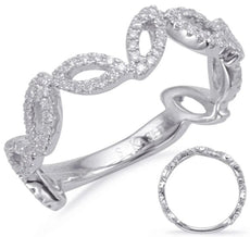 .29CT DIAMOND 14KT WHITE GOLD 3D MULTI LEAF CRISS CROSS 3/4TH ETERNITY LOVE RING