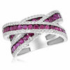LARGE 3.75CT DIAMOND & AAA RUBY 18KT WHITE GOLD MULTI ROW CRISS CROSS LOVE RING