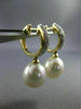 ESTATE .25CT DIAMOND 14KT GOLD AAA SOUTH SEA PEARL 3 ROW HUGGIE HANGING EARRINGS