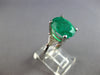 LARGE 4.08CT DIAMOND & COLUMBIAN EMERALD 14KT WHITE GOLD ENGAGEMENT RING #28084