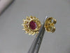 ANTIQUE 3.36CTW DIAMOND RUBY 14K YELLOW GOLD OVAL CLUSTER EARRINGS FG VVS #15338