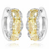 WIDE 3.51CT WHITE & FANCY YELLOW DIAMOND 18KT TWO TONE GOLD 3D HANGING EARRINGS