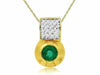 ESTATE .63CT DIAMOND & AAA EMERALD 14KT YELLOW GOLD CLASSIC ETOILE BEZEL PENDANT