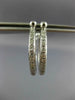 ESTATE .46CT DIAMOND 14K WHITE GOLD CLASSIC 3D INSIDE OUTSIDE HOOP EARRINGS 1440
