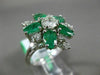 ESTATE LARGE 2.52CT DIAMOND & AAA EMERALD 14K WHITE GOLD FLOWER ANNIVERSARY RING