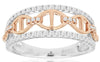 ESTATE .40CT DIAMOND 14KT WHITE & ROSE GOLD 3D ROUND 3 STONE INFINITY FUN RING