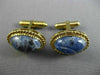 ANTIQUE EXTRA LARGE AAA SODALITE 14K YELLOW GOLD 3D SOLITAIRE OVAL ROPE CUFFLINK