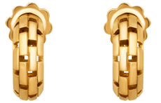 ESTATE 18KT YELLOW GOLD 3D CLASSIC RECTANGULAR LINK UMBRELLA HANGING EARRINGS