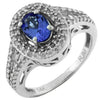 1.35CT DIAMOND & AAA TANZANITE 14KT WHITE GOLD OVAL & ROUND FRIENDSHIP LOVE RING