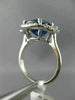 ESTATE LARGE 6.72CT DIAMOND & AAA SAPPHIRE PLATINUM CUSHION HALO ENGAGEMENT RING