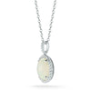ESTATE 4.1CT DIAMOND & AAA OPAL 14KT WHITE GOLD 3D OVAL & ROUND FILIGREE PENDANT