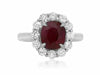GIA CERTIFIED 3.66CT DIAMOND & AAA RUBY PLATINUM 3D HALO CLASSIC ENGAGEMENT RING