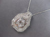 EXTRA LARGE 2.20CT DIAMOND 14KT WHITE GOLD ROUND & BAGUETTE DOUBLE HALO PENDANT