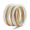 ESTATE WIDE .53CT DIAMOND 14KT WHITE & ROSE GOLD MULTI ROW CRISS CROSS COIL RING