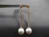 ESTATE LARGE .52CT DIAMOND & AAA SOUTH SEA PEARL 18KT ROSE GOLD SWIRL HANGING EARRINGS