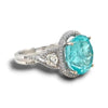 LARGE 9.1CT DIAMOND & AAA PARAIBA TOURMALINE 18KT WHITE GOLD OVAL & ROUND RING