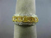 ESTATE 3.34CT WHITE & FANCY YELLOW DIAMOND 18K 2 TONE GOLD HALO ANNIVERSARY RING